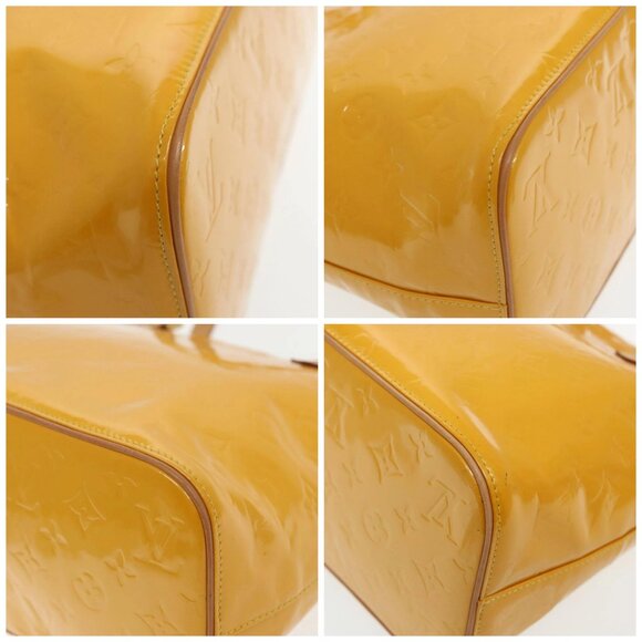 LOUIS VUITTON Monogram Vernis Houston Hand Bag Lime Yellow M91055 LV Auth 95398 - Picture 14 of 16